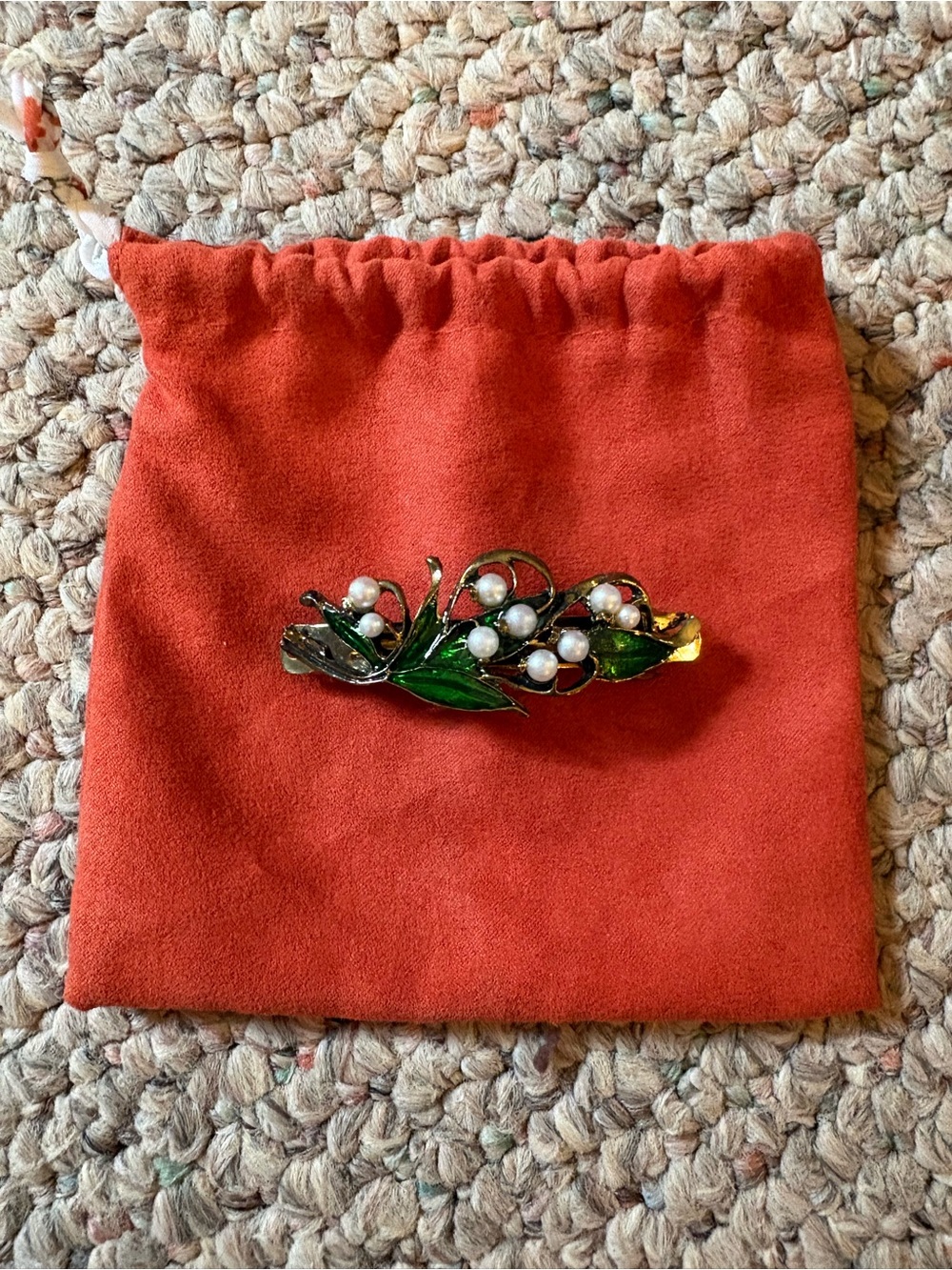 Vintage Leaf and Pearl Barrette